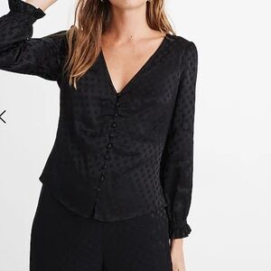 Madewell Smocked-Sleeve Daylight Top in Woven Dot
